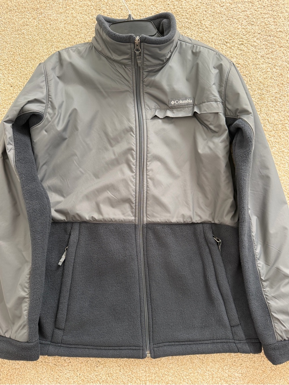 Columbia Kids Gray Two-Tone Softshell & Fleece Jacket, Boys size XL